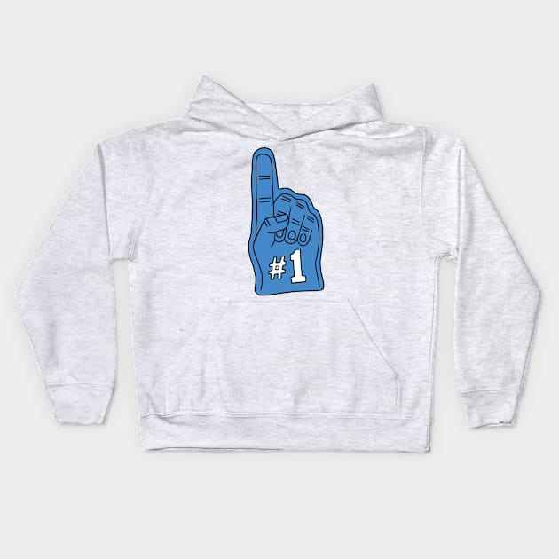 Blue Foam Finger Sports Kids Hoodie by murialbezanson